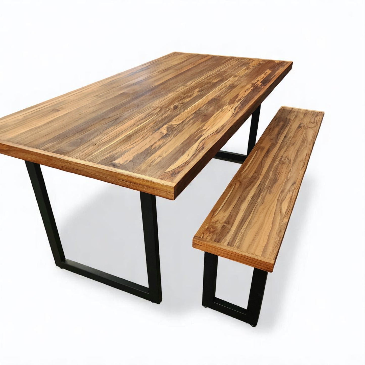 Mesa de Jantar Essência Madeira Maciça Teca 1,6m + 2 Bancos 1,6m
