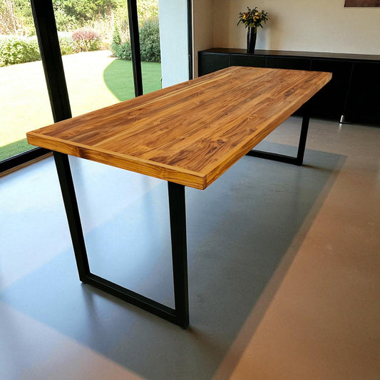 Mesa de Jantar Essência Madeira Maciça Teca + 8 Cadeiras Allegra