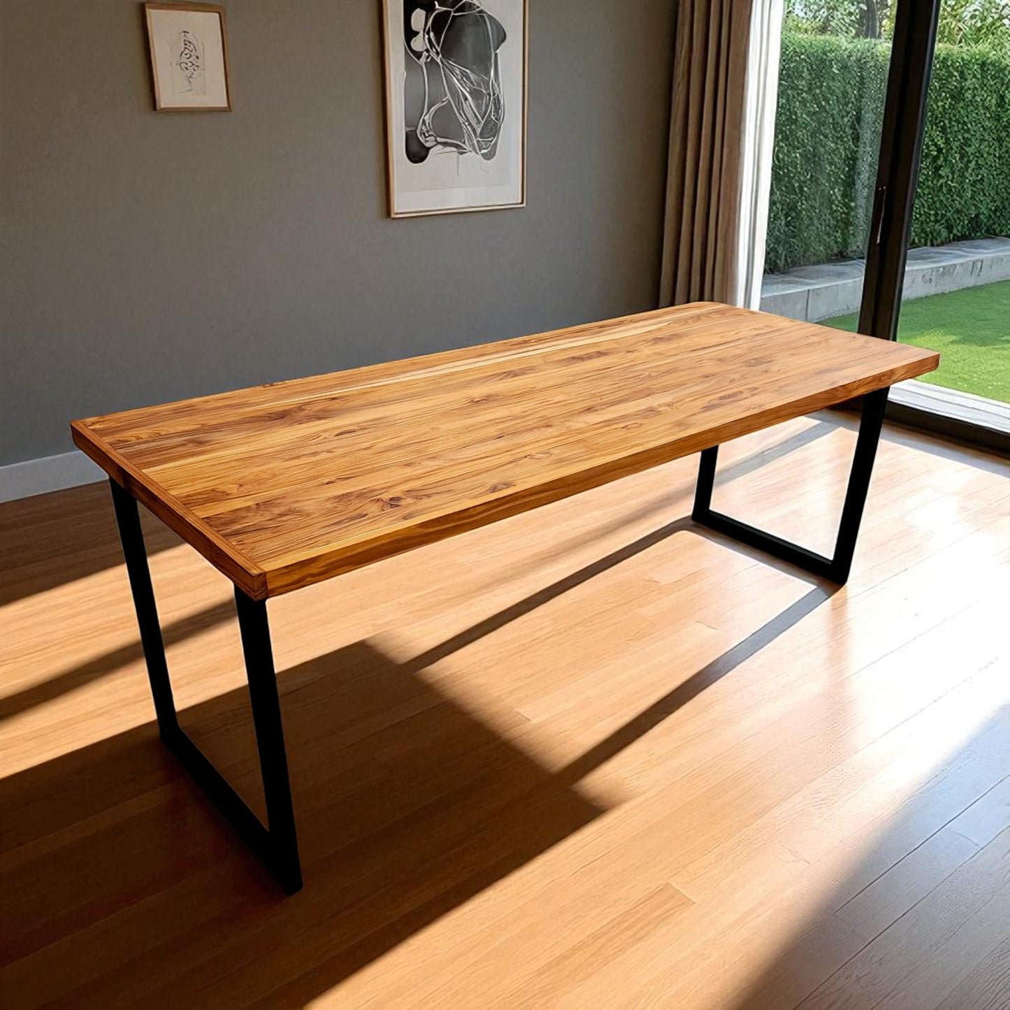 Mesa de Jantar Essência Madeira Maciça Teca 1,6m + 6 Cadeiras Allegra