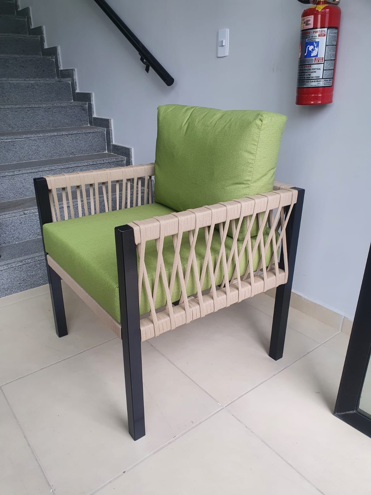 Conjunto Sofá Corda Malha Náutica Alumínio