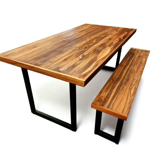 Mesa de Jantar Essência Madeira Maciça Teca 1,6m + 1 Banco 1,6m