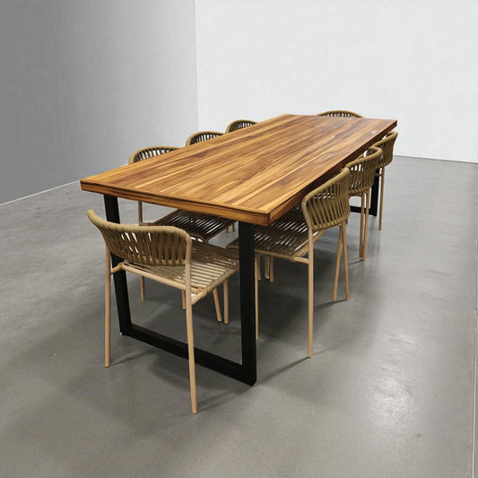 Mesa de Jantar Essência Madeira Maciça Teca 160x90 + 6 Cadeiras Essencia