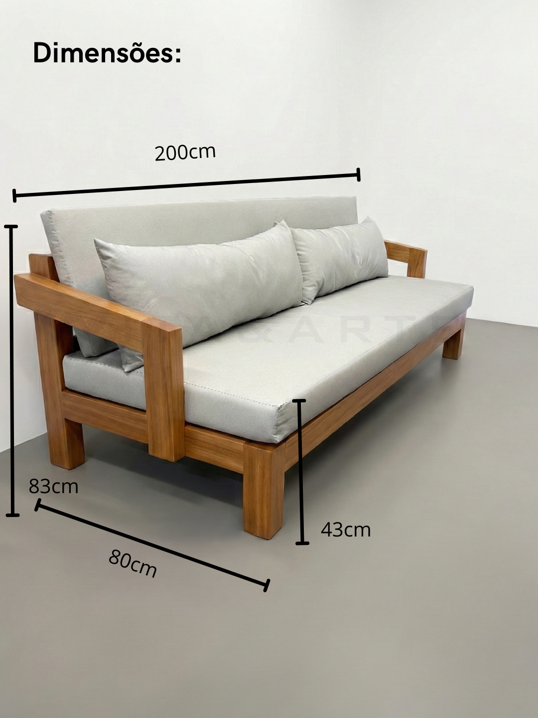 Sofá 3 Lugares Lignum Madeira Maciça Área Externa