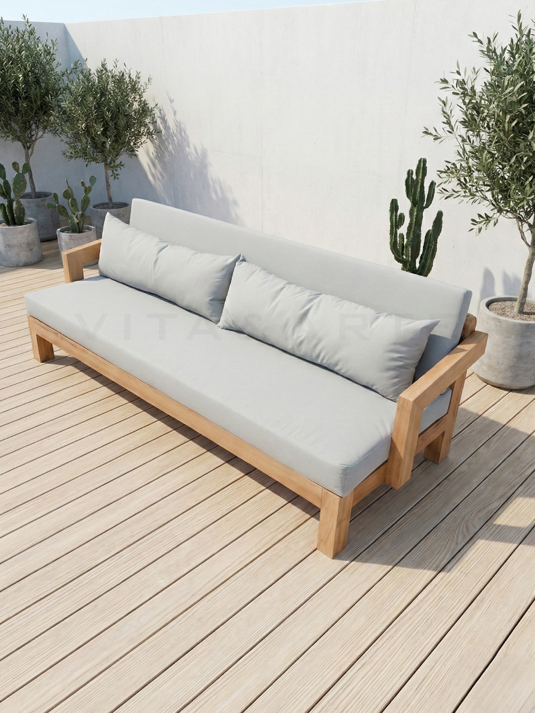 Sofá 3 Lugares Lignum Madeira Maciça Área Externa